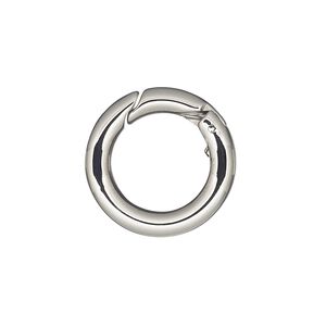 Clasp self-closing hook 1pkg1, 20.5mm round, stainless steel 1-strand
