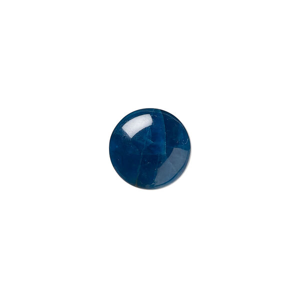 Cabochon, blue apatite (natural), 12mm calibrated round, B grade, Mohs hardness 5. Sold individually. image number 0