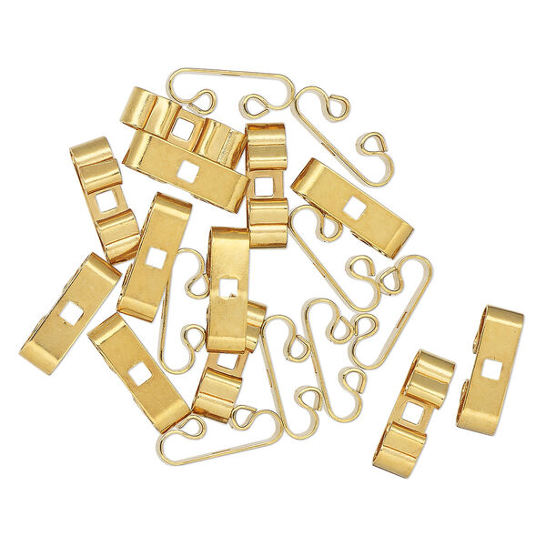 Bolo slide, gold-finished steel, 17x5mm, fits 3-4mm cord. Sold per pkg of 20. image number 0