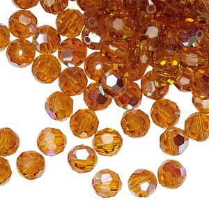 Bead 288pk topaz AB, Preciosa Czech crystal 6mm round