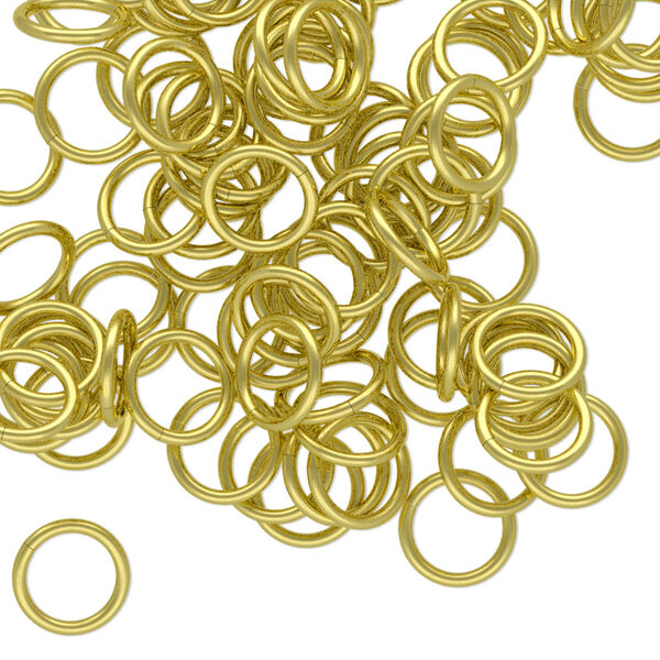 Jump ring, brass, 8mm round, 6.2mm inside diameter, 18 gauge. Sold per pkg of 100. image number 0