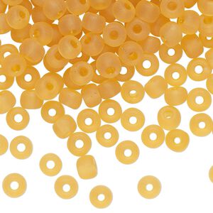 Seed bead glass 1pk #4 round, 50 gram transparent frosted topaz