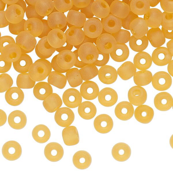 Seed bead glass 1pk #4 round, 50 gram transparent frosted topaz image number 0