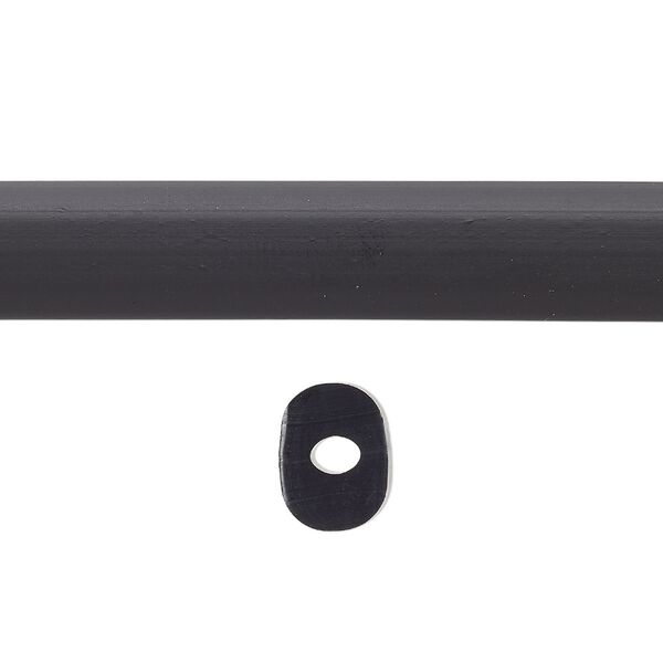 Cord, silicone, black, 10x8mm oval with 2.5mm hole. Sold per pkg of 1 yard. image number 0