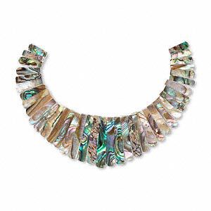 Bead, abalone shell and resin (assembled), 10x3mm-40x5mm graduated fan, Mohs hardness 3-1/2. Sold per 39-piece set.