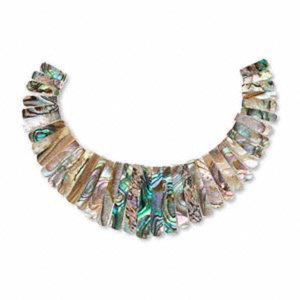 Bead, abalone shell and resin (assembled), 10x3mm-40x5mm graduated fan, Mohs hardness 3-1/2. Sold per 39-piece set. image number 0