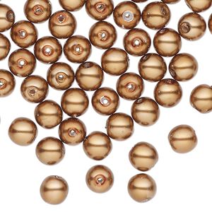 Bead, glass pearl, coated glass, bronze, 6mm round. Sold per 18 " strand, approximately 80 beads.