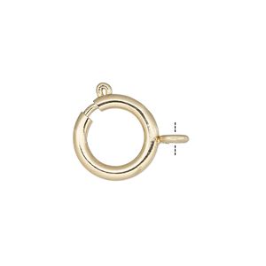Springring 1pkg10, 12mm, gold-finished brass clasp 1-strand