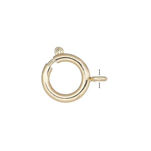 Clasp, springring, gold-finished brass, 12mm. Sold per pkg of 10. image number 0
