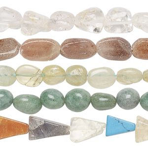 Multi-gemstone 1pkg5, hand-cut mixed shape bead 15 inch 3x2mm-16x12mm