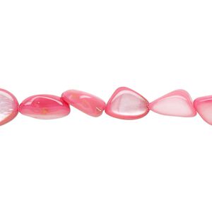 Bead, mother-of-pearl shell (dyed), blush, small to large pebble, Mohs hardness 3-1/2. Sold per 30-inch strand, approximately 99 beads.