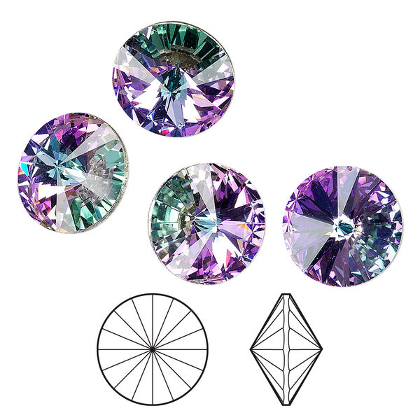 Chaton 4pk crystal vitrail light foil back, Crystal Passions® 14mm rivoli 1122 image number 0