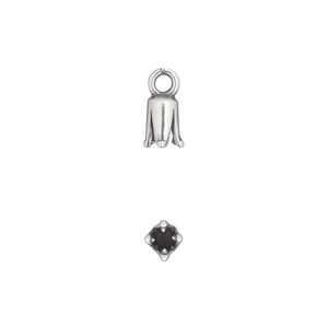Cord end, JBB Findings, antique silver-plated pewter (tin-based alloy), 7x4mm cone, 2mm inside diameter. Sold per pkg of 4.