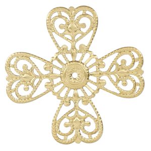 Component, gold-finished steel, 61mm single-sided cross. Sold per pkg of 10.