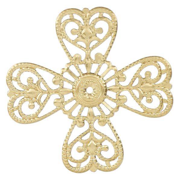 Component, gold-finished steel, 61mm single-sided cross. Sold per pkg of 10. image number 0