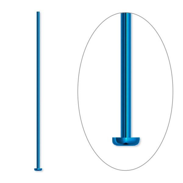 Head pin, niobium, teal, 1-1/2 inches, 21 gauge. Sold per pkg of 10. image number 0