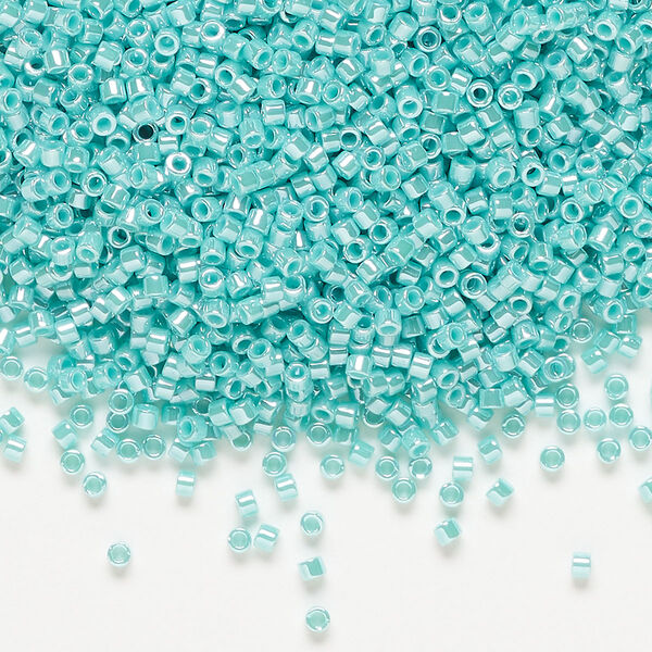 Seed bead, Delica®, glass, pkg/7.5g, #11 round, opaque luster sea opal (DB-1567). image number 0