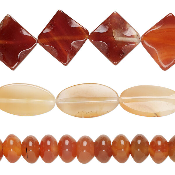Red agate 1pkg3, mixed shape bead C+ grade, 15 inch mix 16x10mm-37x20mm image number 0