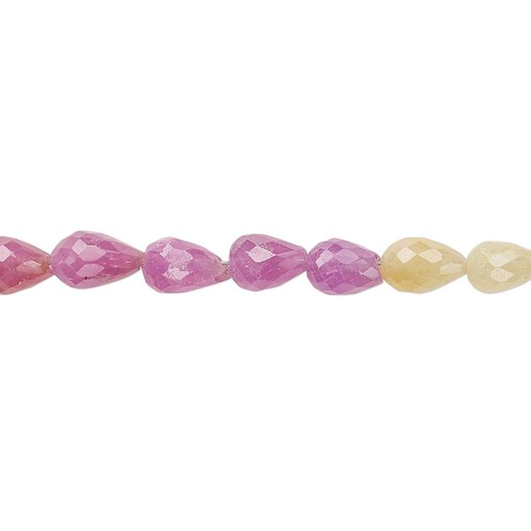 Multi-sapphire 1pkg1, hand-cut faceted teardrop bead 8 inch 6x5mm-7x5mm image number 0