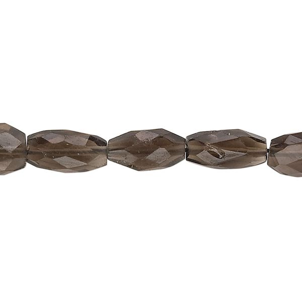 Smoky quartz 1pkg1, hand-cut faceted puffed oval bead 13 inch 8x7mm-15x9mm image number 0