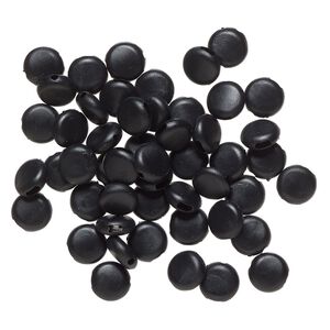 Mask cord adjuster, rubber, black, 10mm flat round. Sold per pkg of 50.