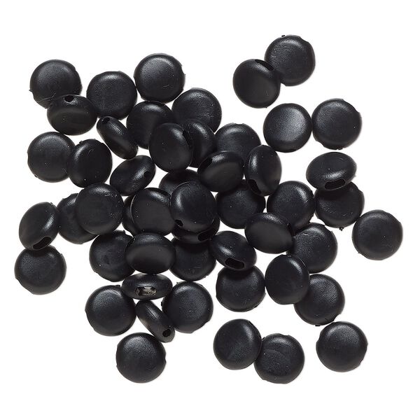 Mask cord adjuster, rubber, black, 10mm flat round. Sold per pkg of 50. image number 0