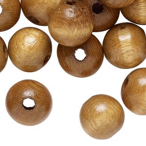 Bead, wood (dyed/waxed), brown, 14mm round. Sold per 4-ounce pkg, approximately 104 beads.