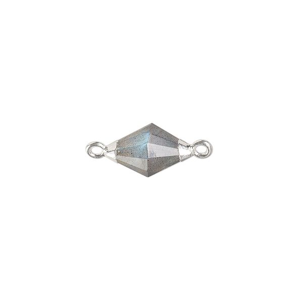Labradorite / copper / sterling silver 1pkg1, silver-plated hand-cut faceted bicone link natural 13x8mm image number 0