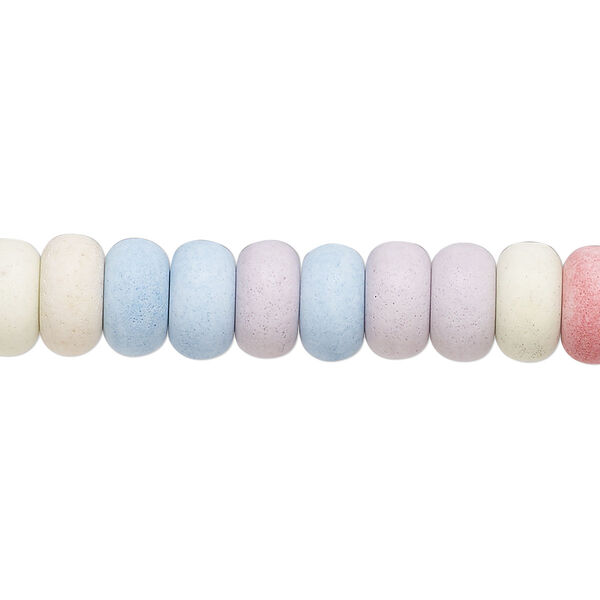 Bead, porcelain, opaque matte multicolored, 8x4.5mm rondelle. Sold per 15-1/2" to 16" strand, approximately 75 to 95 beads. image number 0