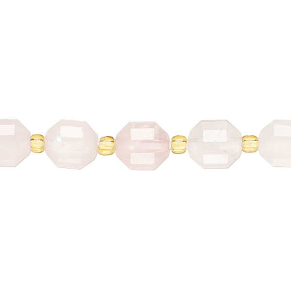 Bead, rose quartz (dyed), 8mm faceted drum, B grade, Mohs hardness 7. Sold per 8-inch strand, approximately 20 beads. image number 0