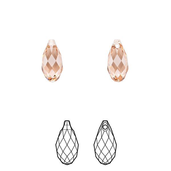 Briolette 24pk rose peach, Crystal Passions® 11x5.5mm pendant drop 6010 image number 0