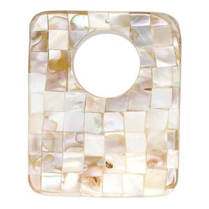 Focal, black lip shell / gold lip shell / mother-of-pearl shell (assembled), 51x44mm - 56x47mm single-sided concave rectangle go-go, Mohs hardness 3-1/2. Sold individually.