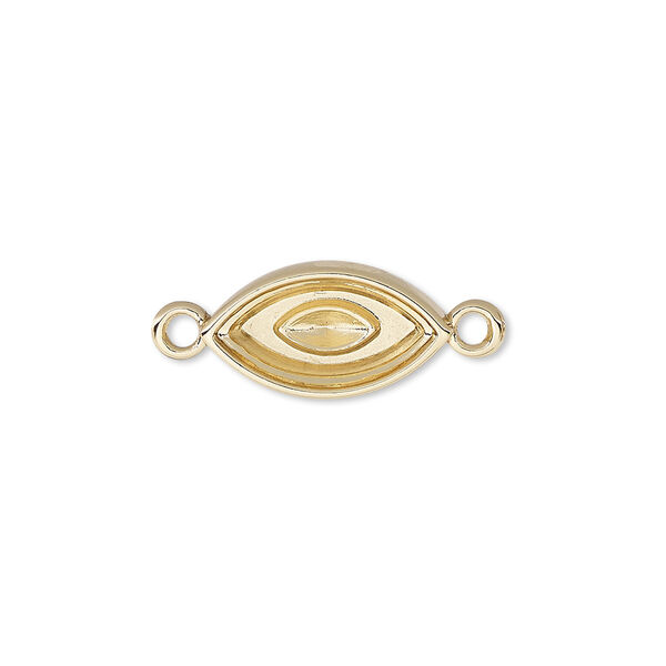 Link, Almost Instant Jewelry®, gold-plated "pewter" (zinc-based alloy), 17x9mm marquise with 15x7mm navette setting. Sold per pkg of 2. image number 0