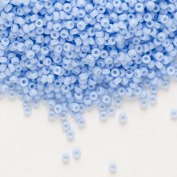 Seed bead, Miyuki, glass, pkg/250g, #11 rocaille, opaque blue agate, (RR-494). image number 0