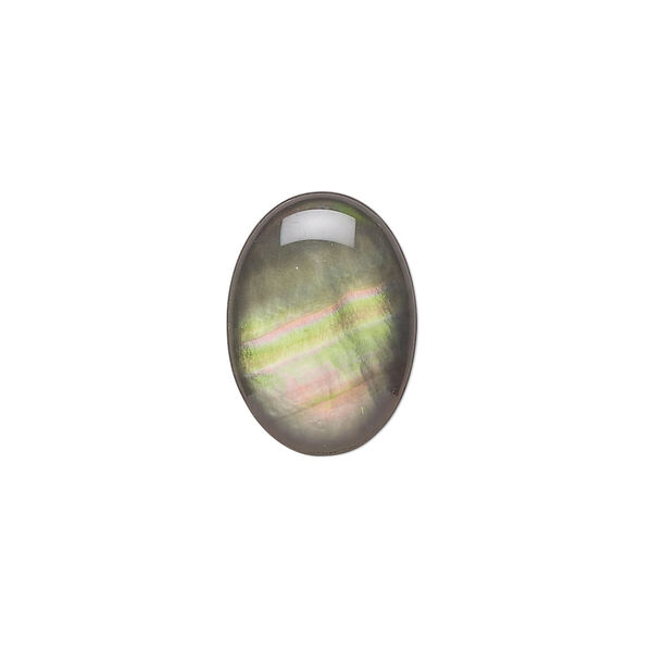 Cabochon, black lip shell (coated), black, 18x13mm calibrated oval, Mohs hardness 3-1/2. Sold per pkg of 2. image number 0