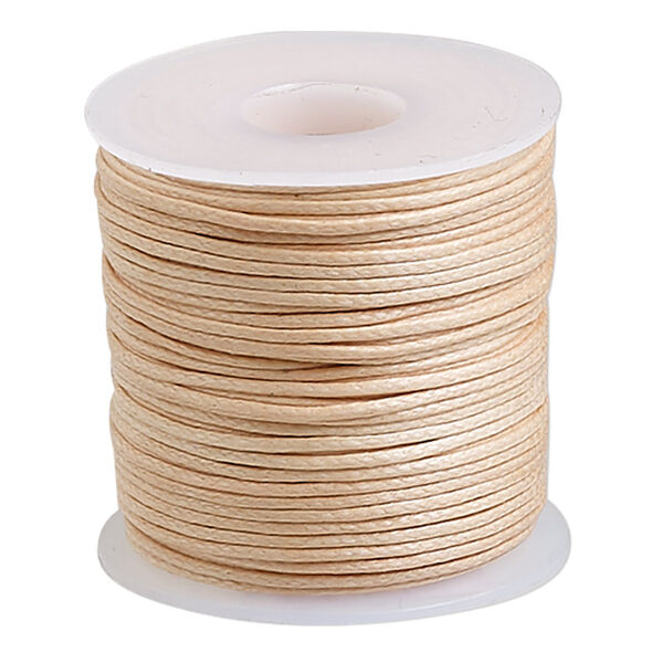 Cord, waxed cotton, natural, 0.5mm. Sold per 25-meter spool. image number 0
