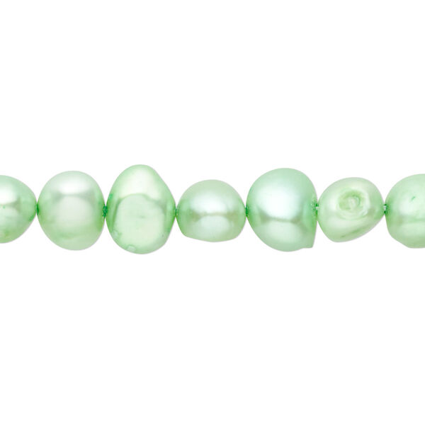 Pearl, cultured freshwater (dyed), shamrock, 6-7mm flat-sided potato, D grade, Mohs hardness 2-1/2 to 4. Sold per 15-inch strand. image number 0