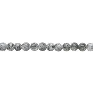 Tourmalinated quartz 1pkg1, hand-cut round bead natural 15.5-16 inch 4-5mm