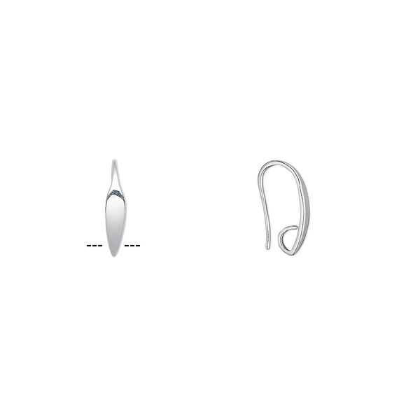 Ear wire, silver-plated brass, 19.5mm fishhook with leaf and hidden open loop, 19 gauge. Sold per pkg of 5 pairs. image number 0