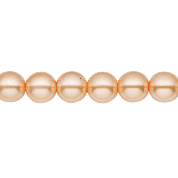Bead, Czech pearl-coated glass druk, opaque peach-orange, 8mm round. Sold per 15-1/2" to 16" strand. image number 0