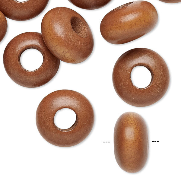 Bead, Dione®, Taiwanese cheesewood (dyed / waxed), light brown, 13x8mm-15x10mm rondelle. Sold per pkg of 12. image number 0