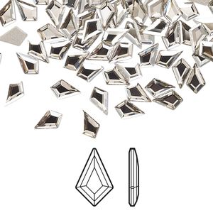 Flat back 6pk crystal silver shade foil back, Crystal Passions® 6.4x4.2mm kite 2771