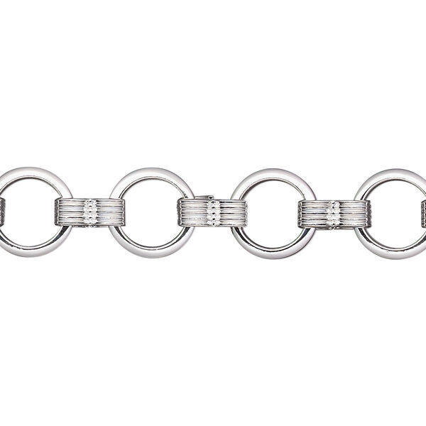 Chain, silver-plated brass, 8mm round. Sold per pkg of 5 feet. image number 0