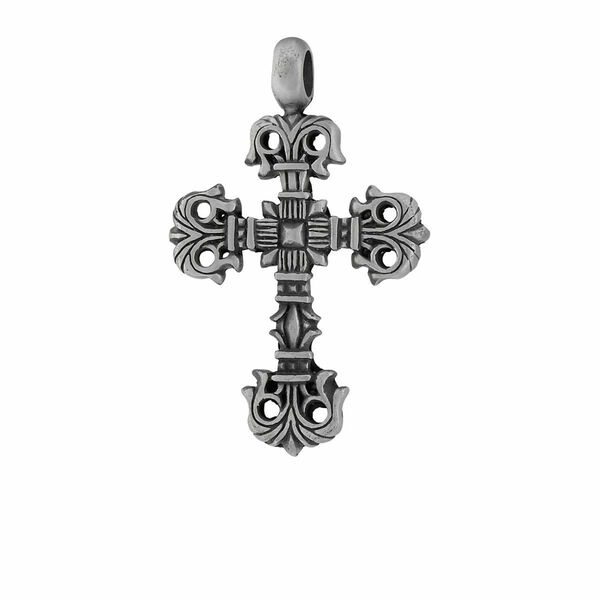 Pendant, antiqued "pewter" (zinc-based alloy), 65x41mm cross. Sold individually. image number 0