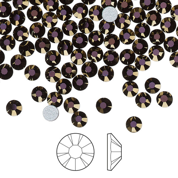 Flat back 144pk jet odyssey foil back, Preciosa MAXIMA Czech crystal hotfix rhinestone 3.8-4mm chaton rose round SS16 image number 0