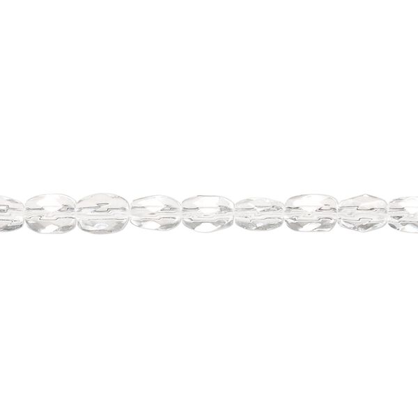 Bead, glass, clear, 5x3mm-6x4mm faceted oval. Sold per 12-inch strand. image number 0