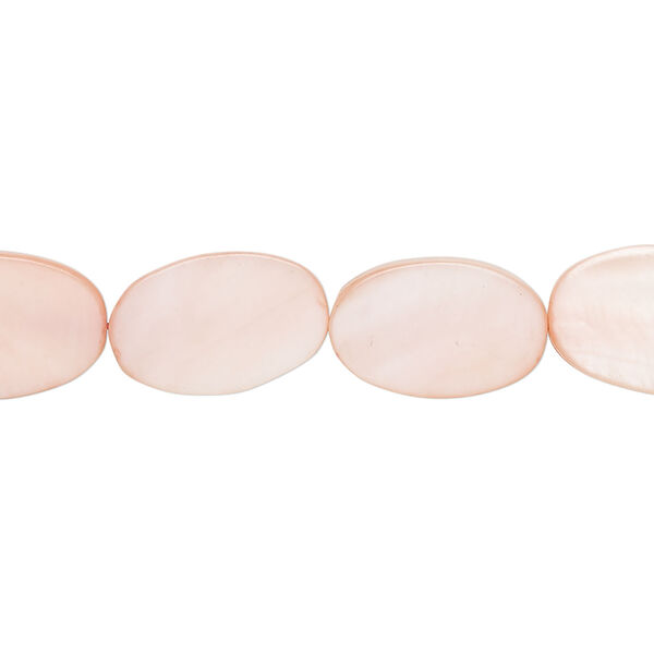 Mother-of-pearl shell 1pkg1, flat oval bead 15 inch light pink 14x10mm-15x11mm image number 0