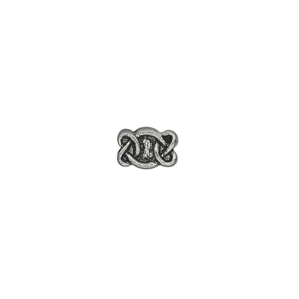 Bead, pewter (tin-based alloy), pkg/1, antiqued, 9x6mm Celtic knot. image number 0