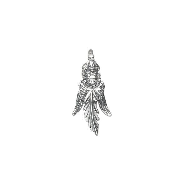 Bail, ice-pick, antiqued sterling silver, 19x9mm fancy leaf, 5mm grip length. Sold individually. image number 0