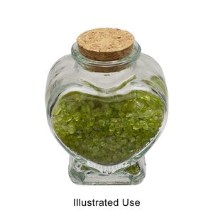 Bottle, glass and cork, clear, 3x2-1/2 inch glass heart with cork stopper and 1-inch opening. Sold individually.